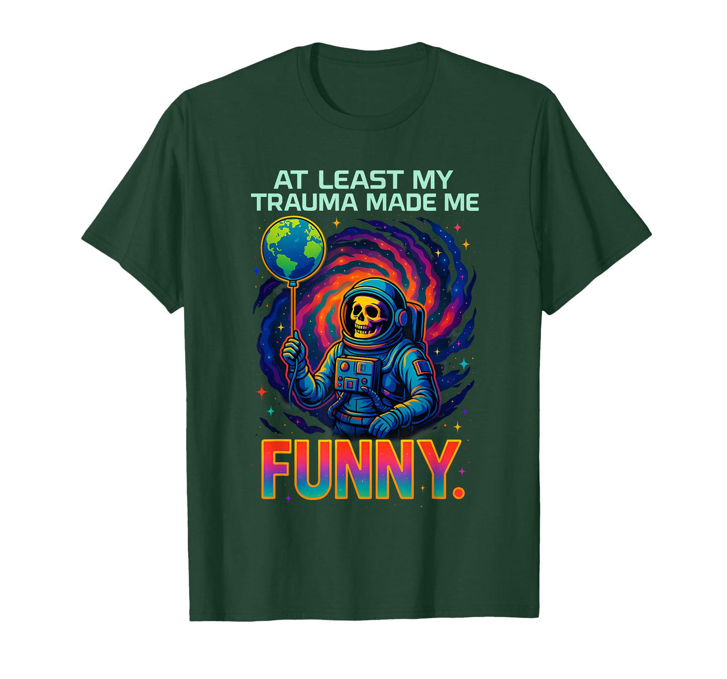 Trauma Made Me Funny Skeleton Coffee Spicy Halloween Gag Men T-Shirt