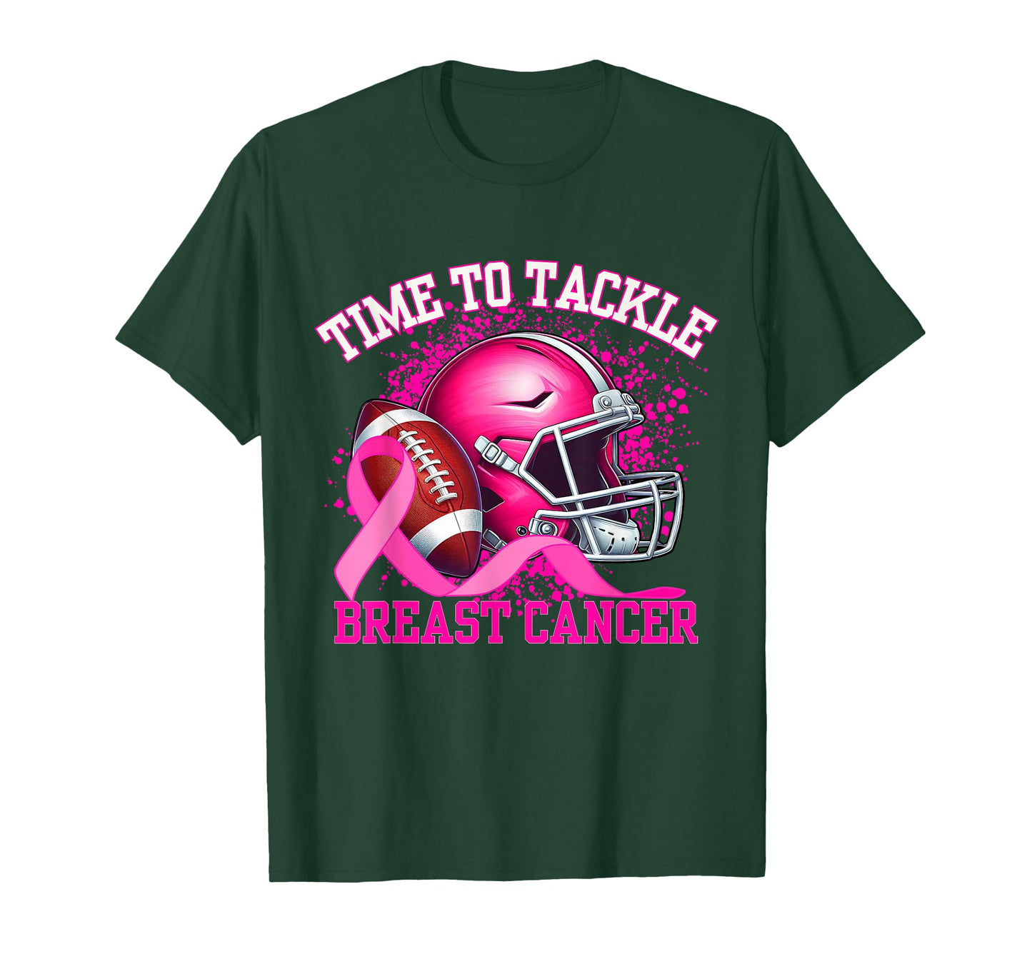 Time To Tackle Breast Cancer Pink Ribbon Football Women Girl T-Shirt