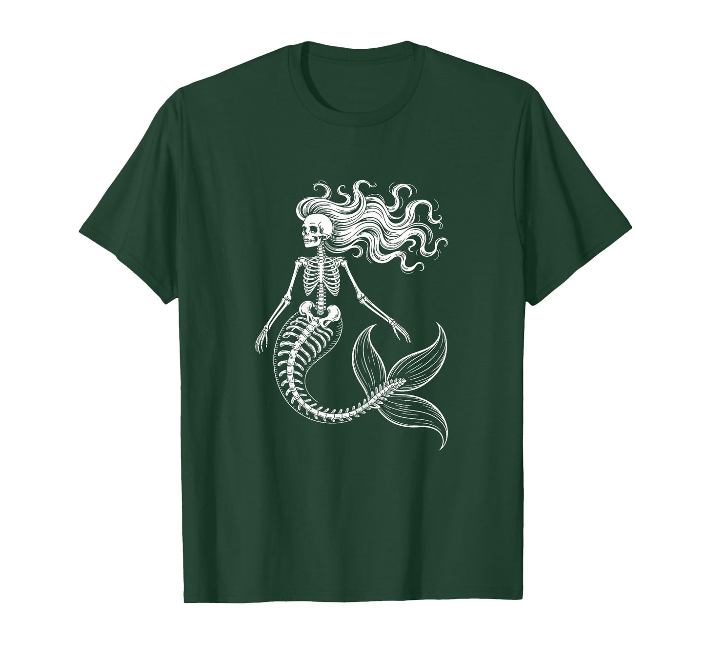 Funny Mermaid Skeleton Halloween Costume Women Girls Kids T-Shirt