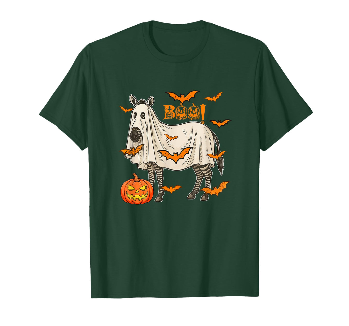 Boo Halloween Zebra Cosplay Ghost Costume Animal Lover T-Shirt