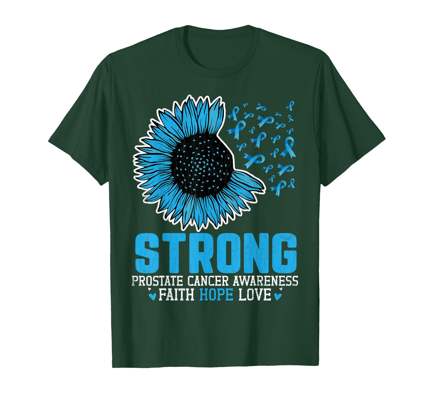 Strong Prostate Cancer Awareness Blue Ribbon Graphic T-Shirt