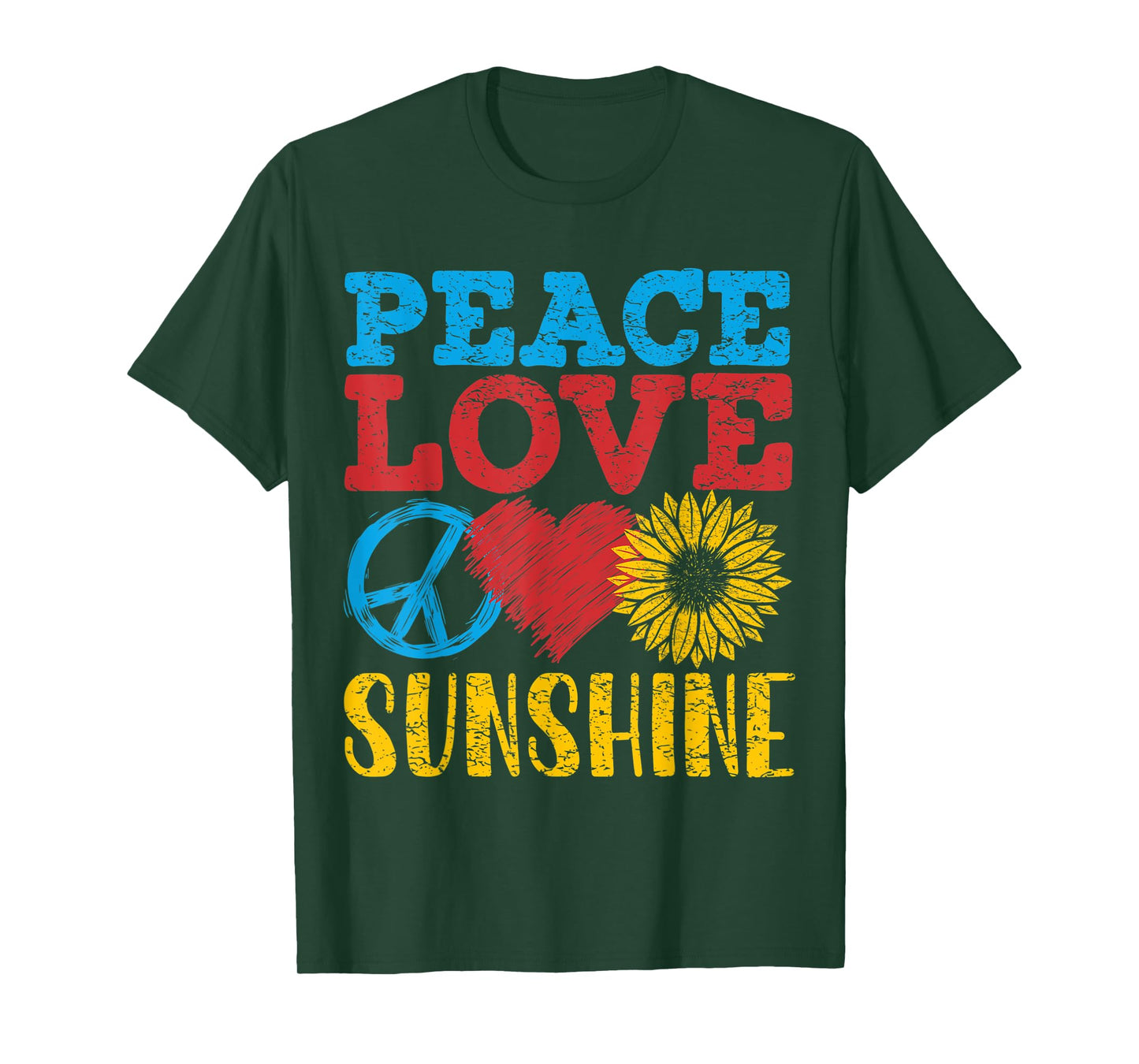 Peace Love Sunshine, Sunflower For Men Women, Retro T-Shirt