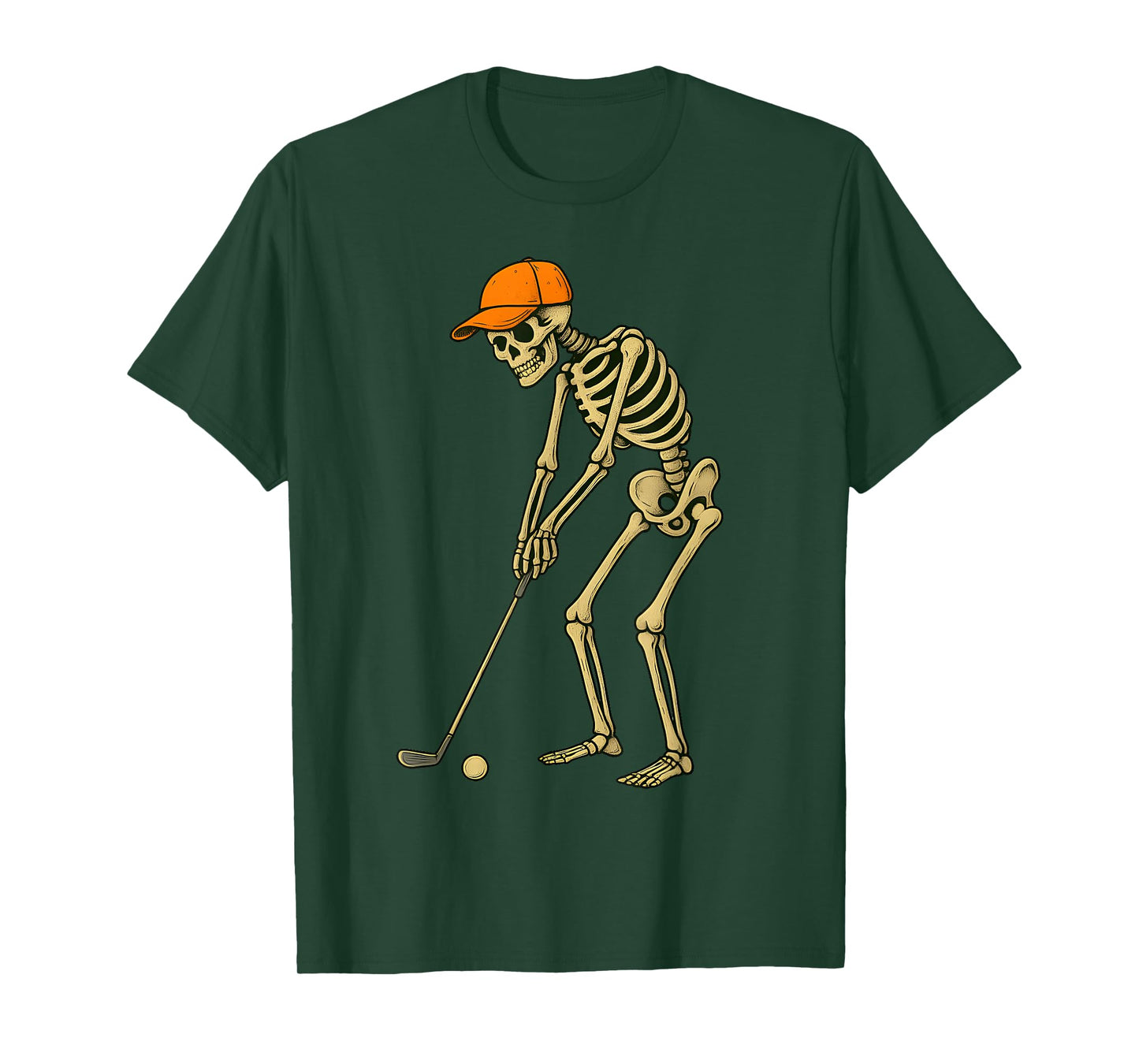 Skeleton Golf Halloween Golfer Golf Player Funny Men Dad T-Shirt