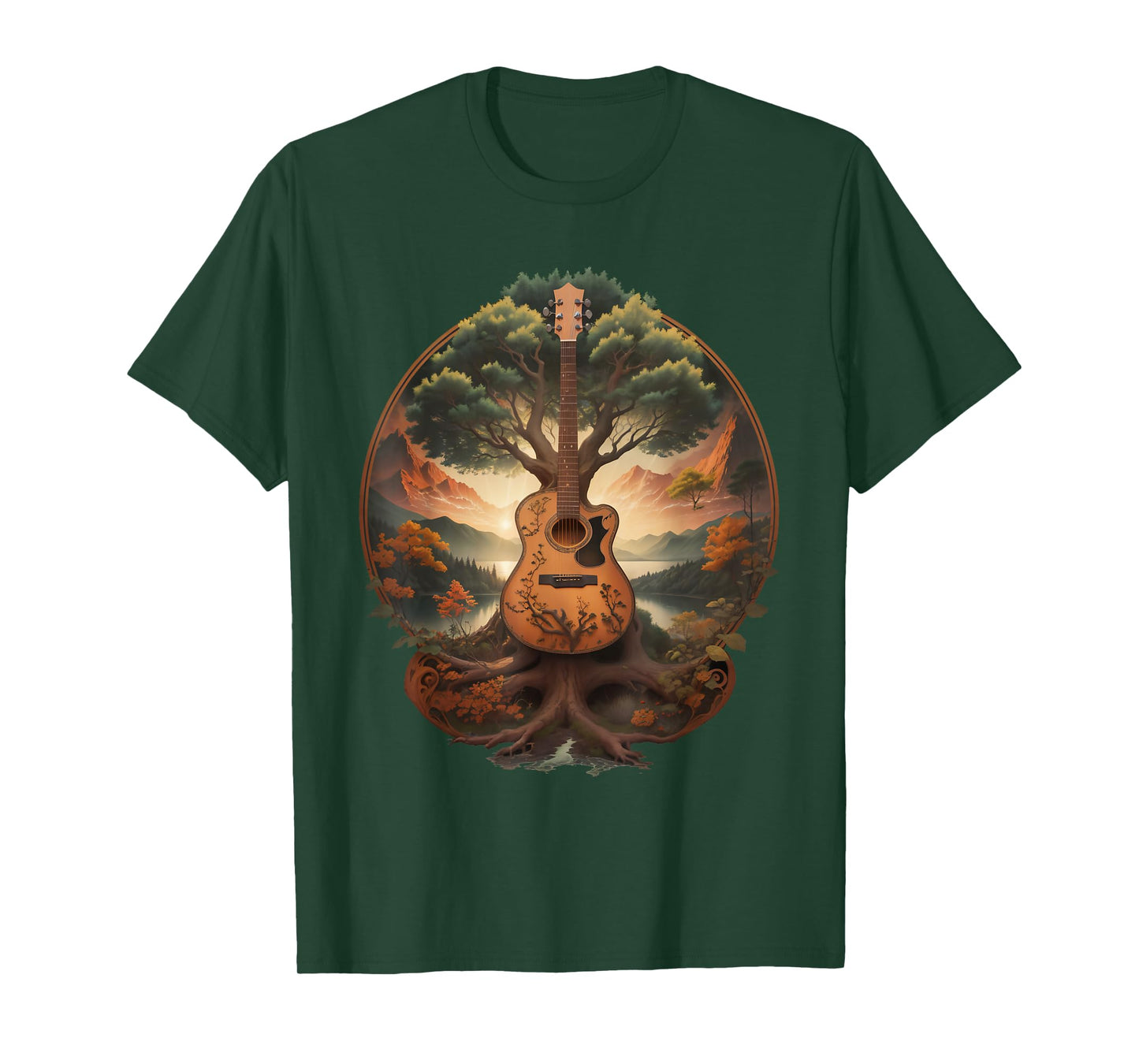 Tree of Life Acoustic Guitar By The Lake T-Shirt