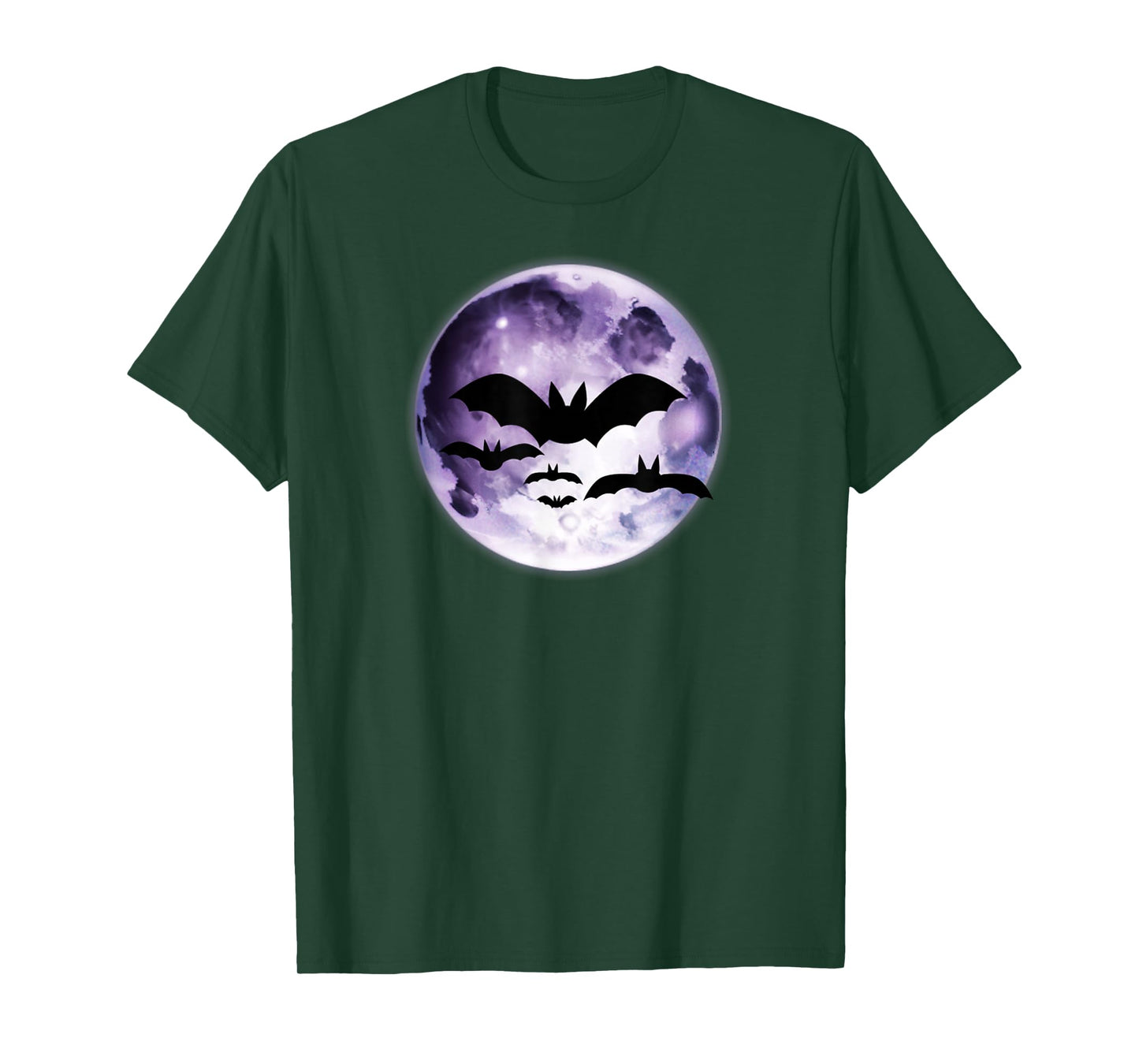 Beautiful Flying Bats Purple Full Moon Silhouette T-Shirt