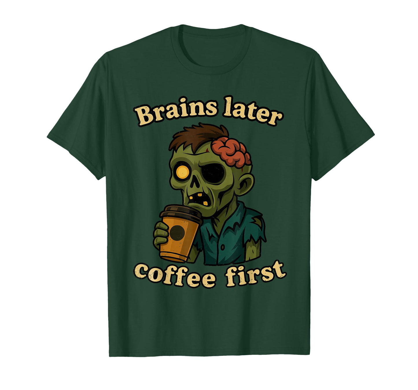 Coffee First Halloween Funny Zombie Monster Caffeine Lover T-Shirt