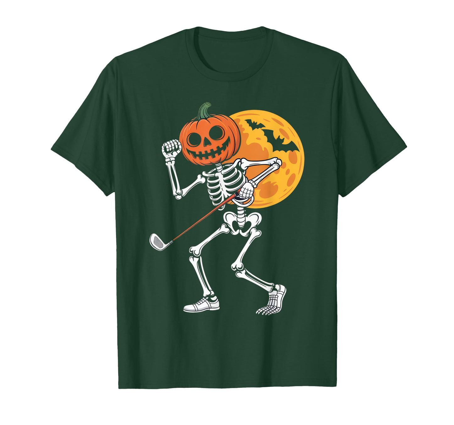 Pumpkin Skeleton Golf Swing Halloween Fun for Spooky Golfers T-Shirt