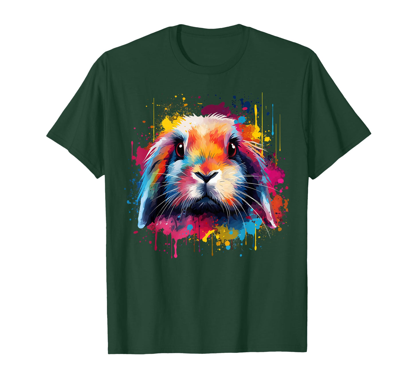 Cute Holland Lop Rabbit Lover Colorful Splash Art T-Shirt