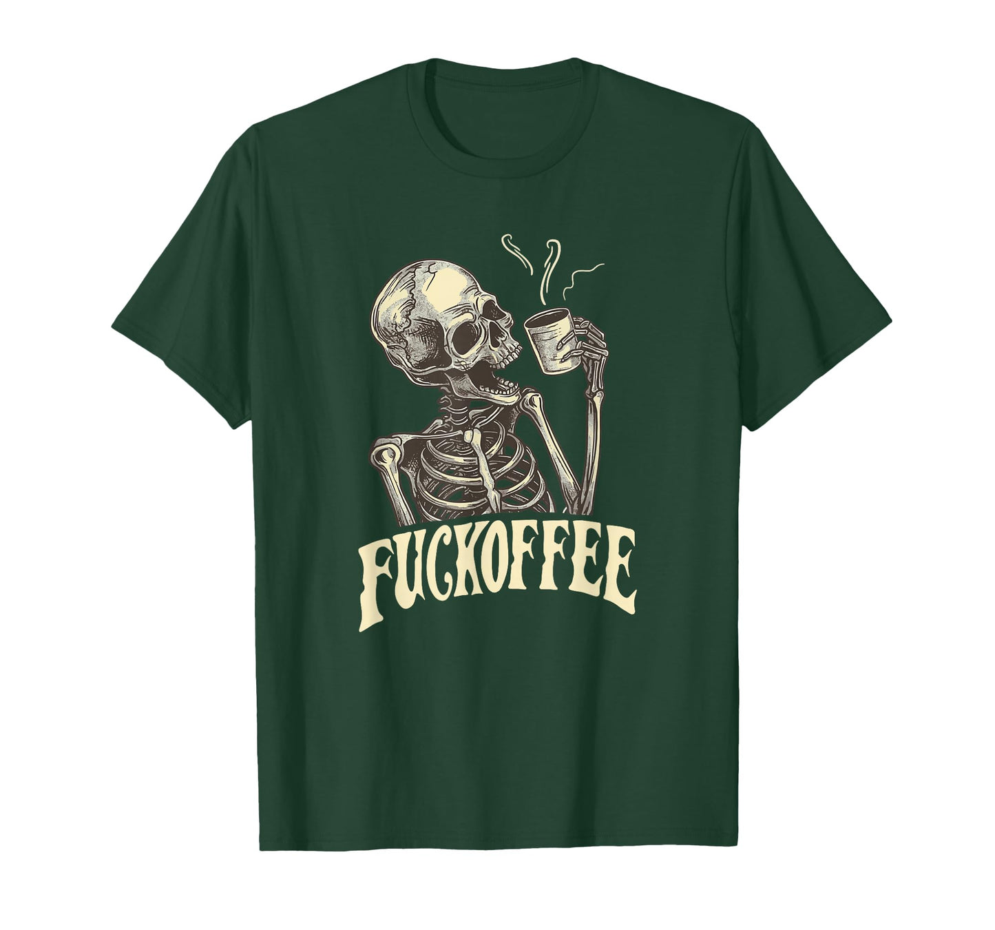 Skeleton Drinking Cup of Fuckoffee Caffeine Lover T-Shirt