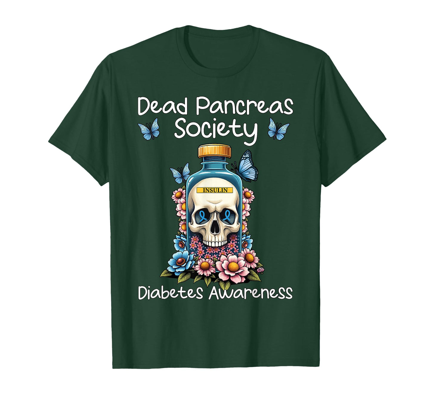 Dead Pancreas Society Diabetes Awareness Sugarskull T-Shirt