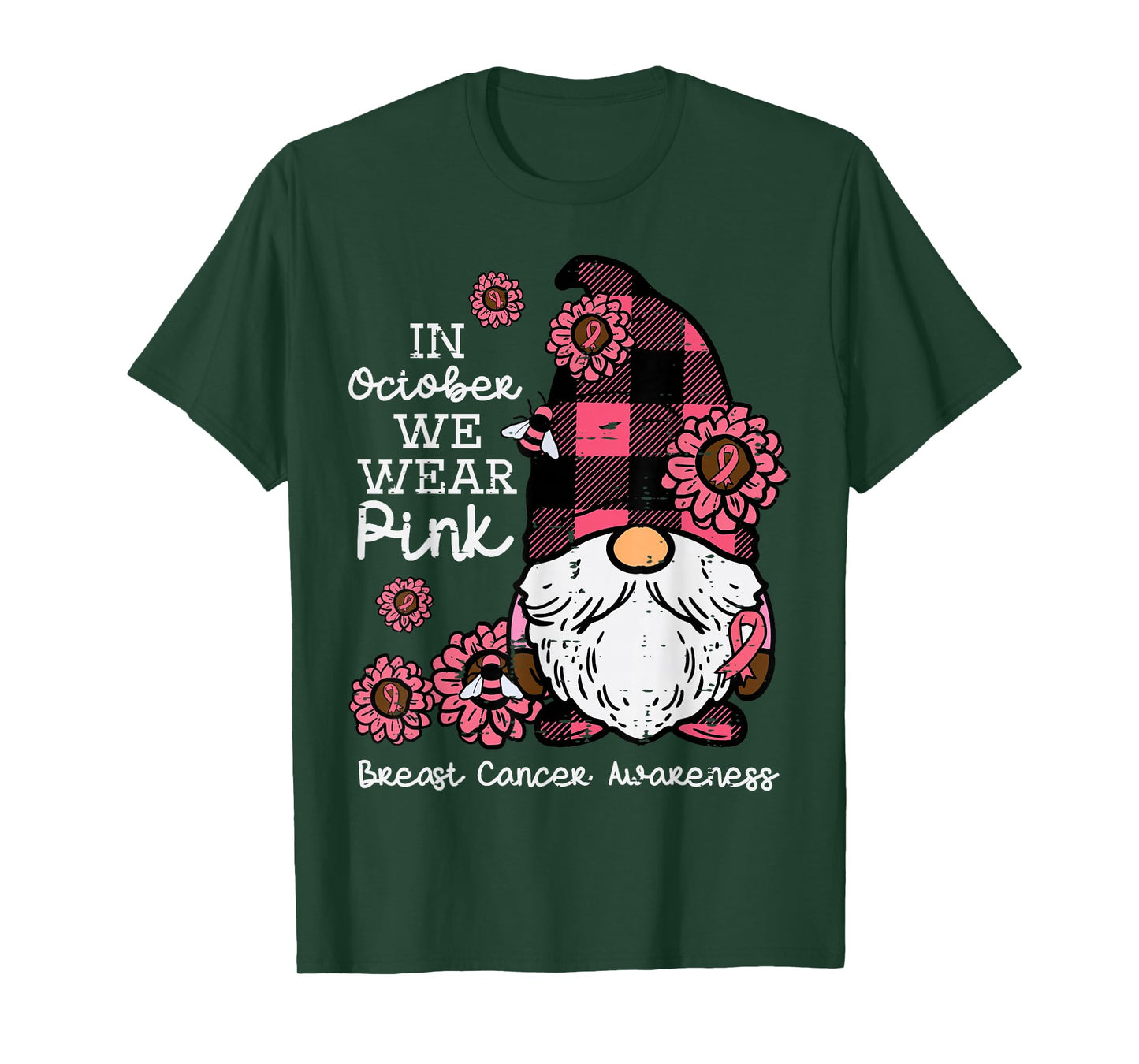 Breast Cancer Awareness Gnome October Wear Pink Women Men T-Shirt