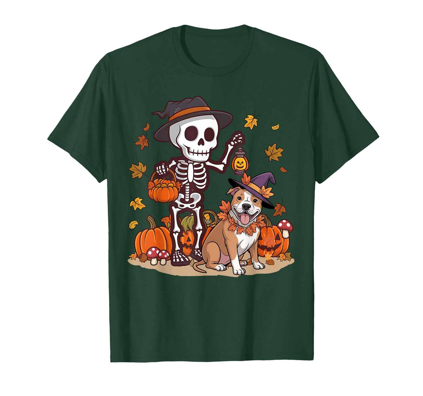 Funny Pitbull Skeleton Spooky Dog Lover Men Women Halloween T-Shirt