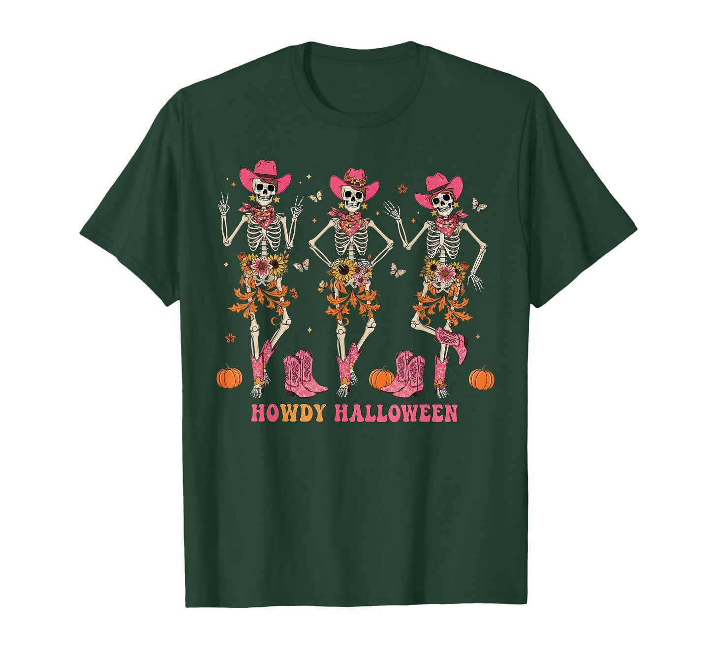 Howdy Western Skeleton Cowgirls Dancing Halloween Party T-Shirt