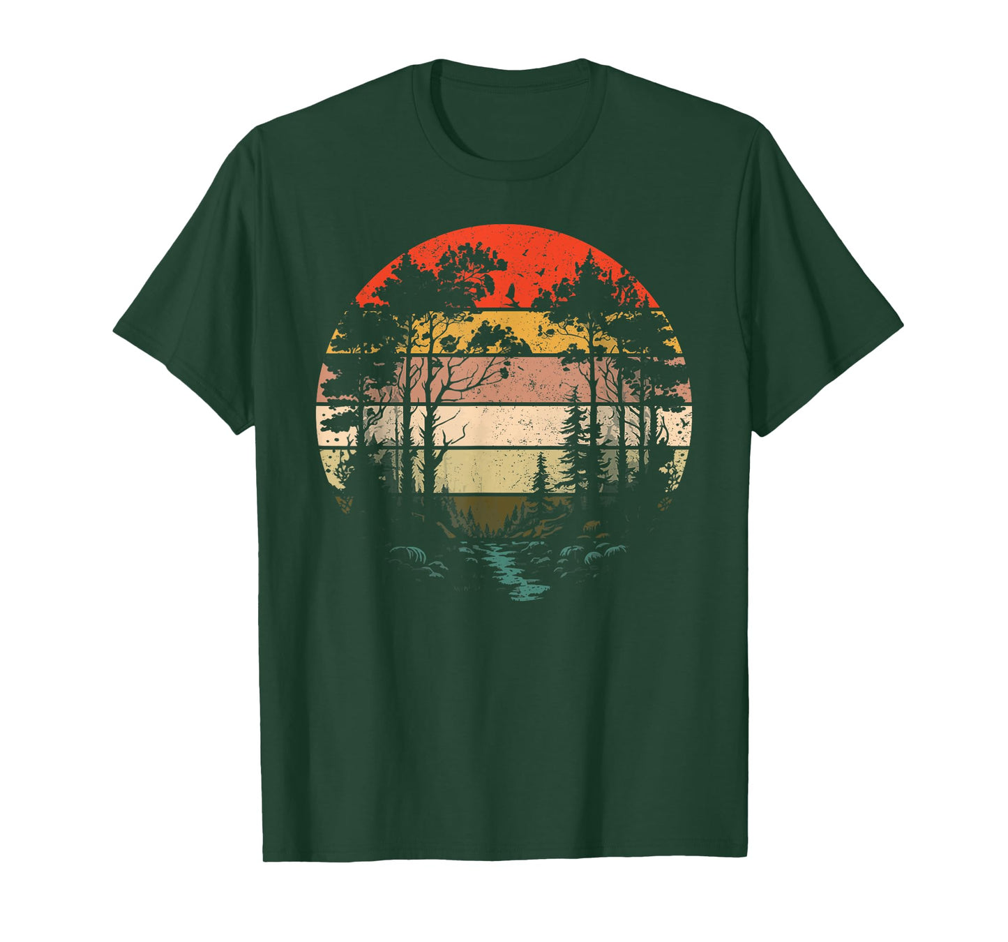 Retro Forest Trees Outdoors Nature Women Men Vintage Graphic T-Shirt