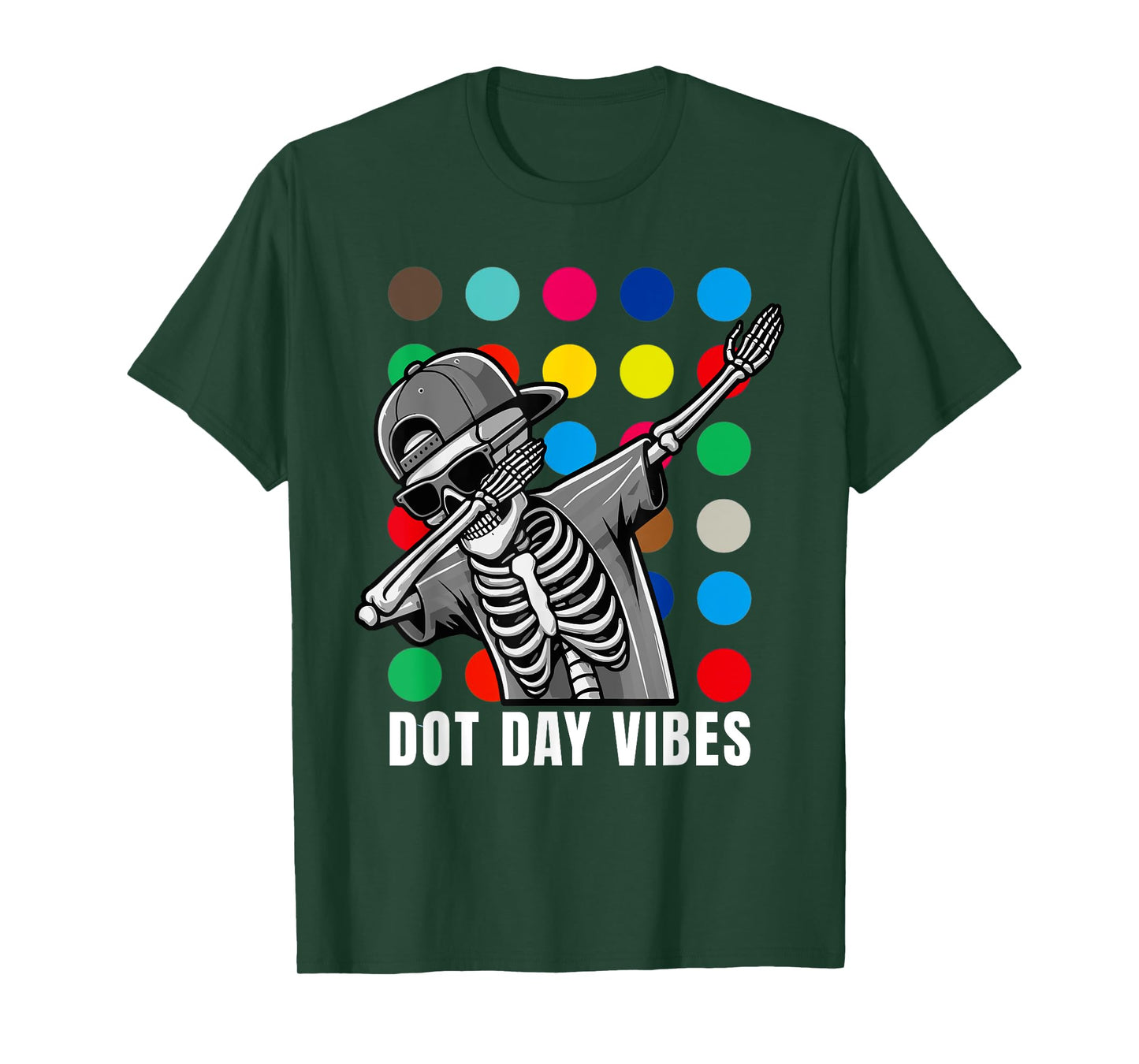 Dot Day Vibes Happy Skeleton Dabbing Funny Skull 2025 T-Shirt