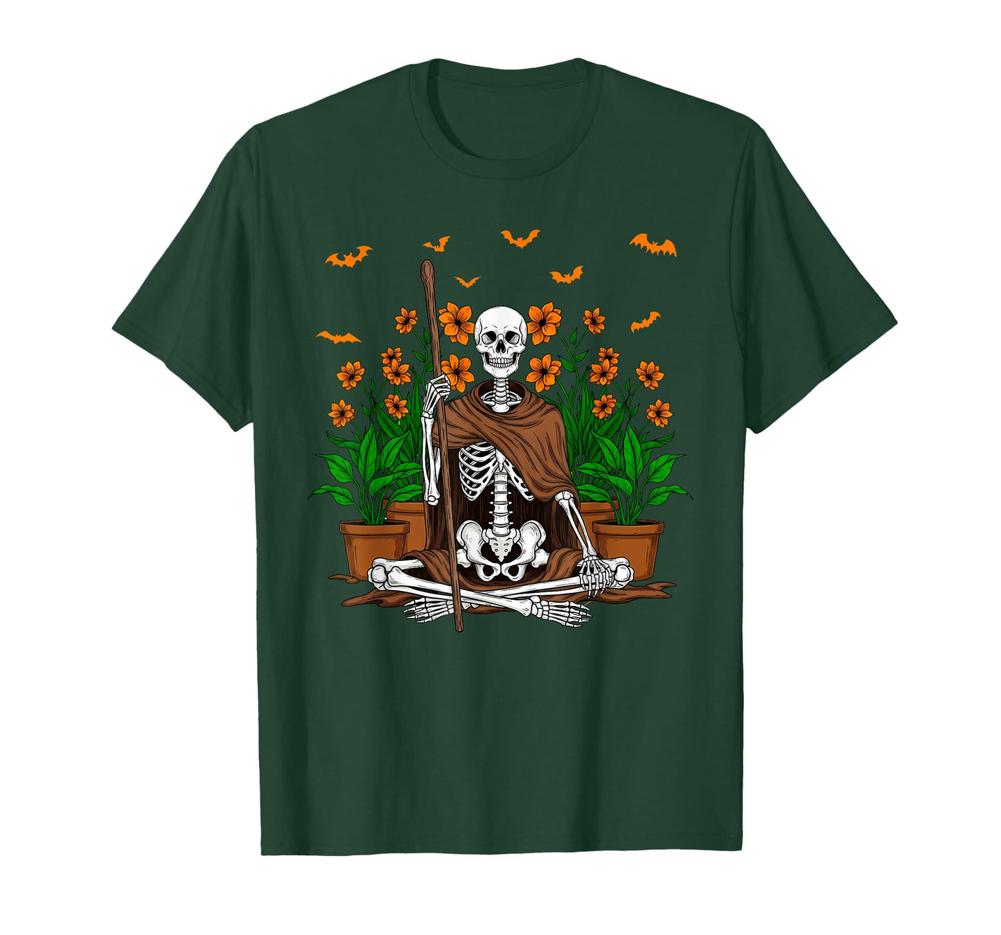 Skeleton Gardener Plants Halloween Gardening T-Shirt