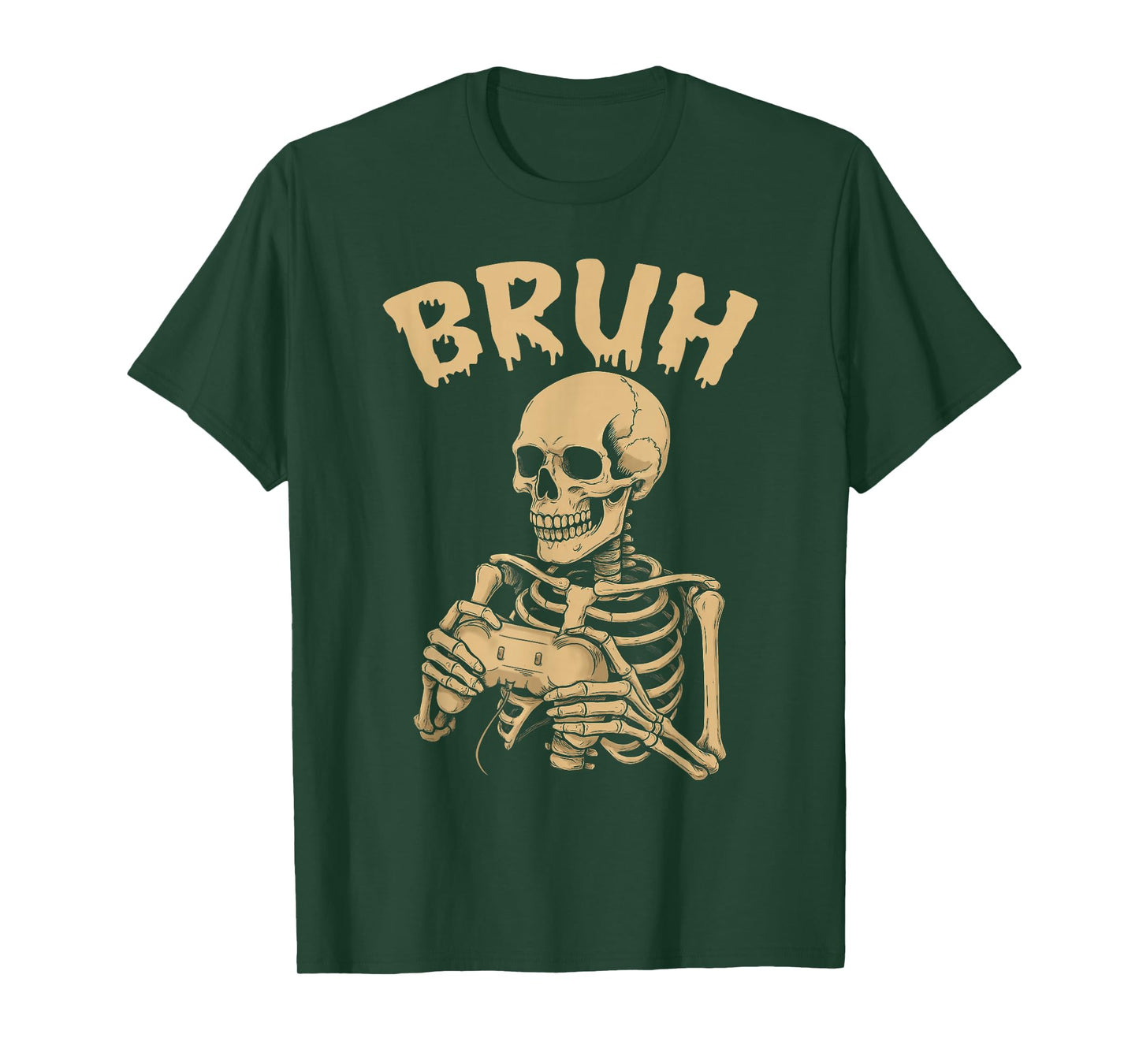 Bruh Skeleton Gamer Video Halloween Gaming Boys Men Kids T-Shirt