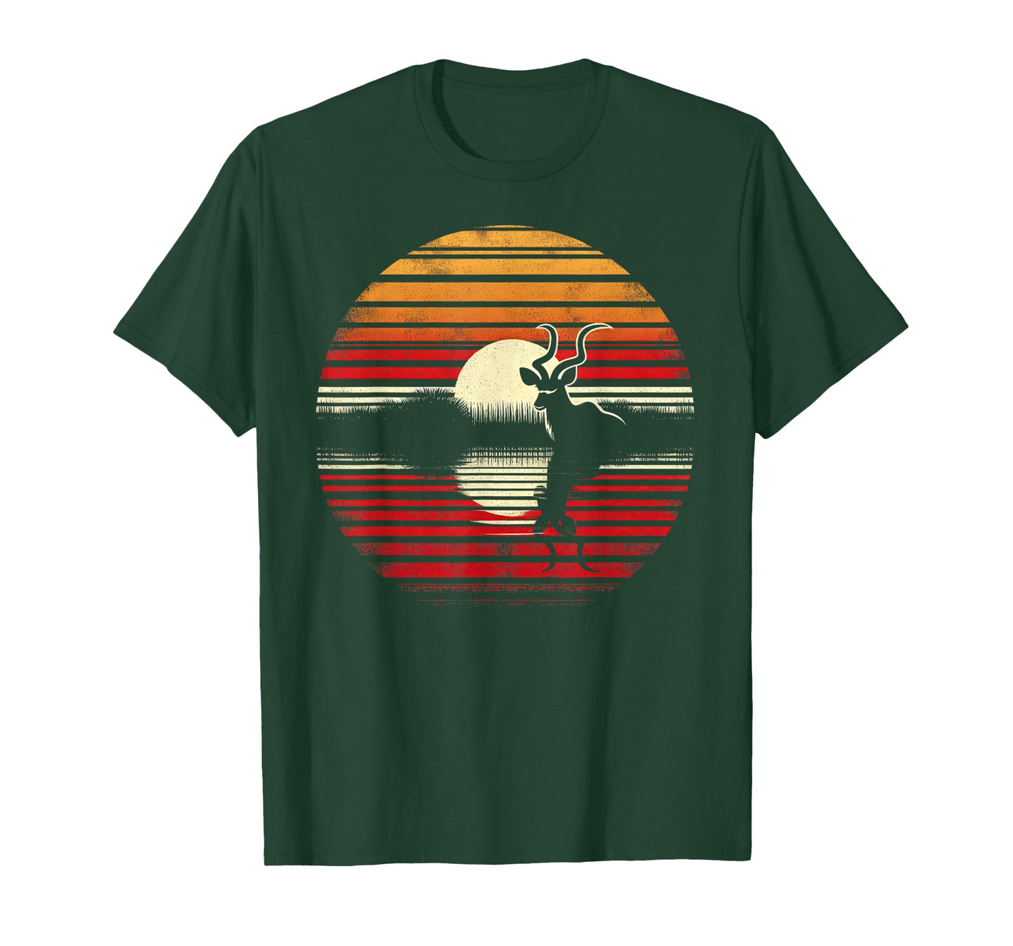 Kudu Sunset Retro Style Safari Vintage 70s T-Shirt