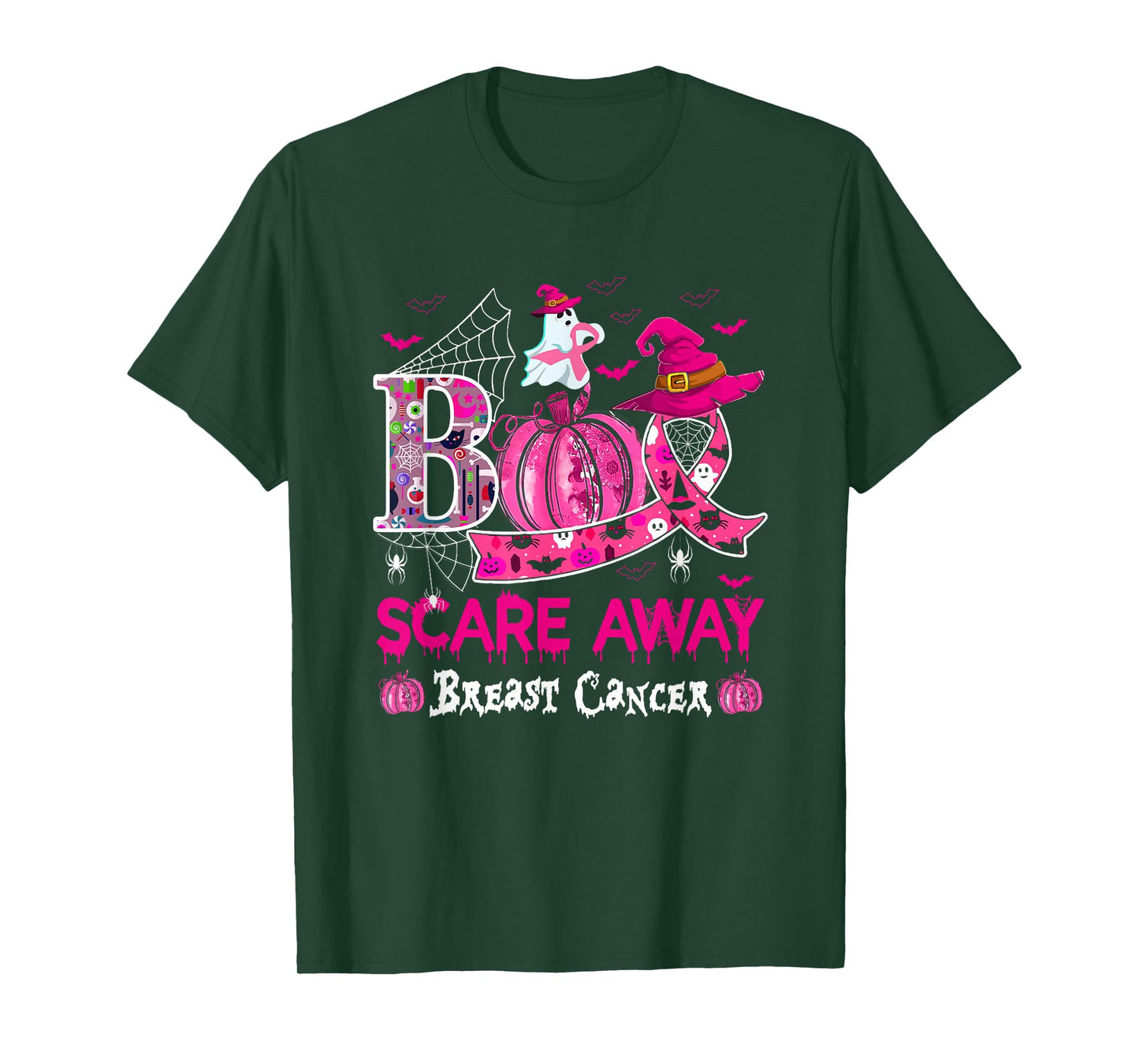 Cute Boo Halloween Pink Ribbon Breast Cancer Awareness Month T-Shirt