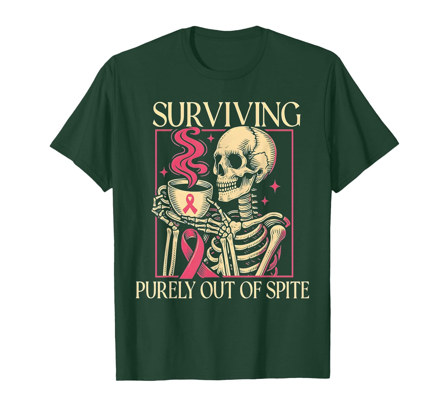 Surviving Purely Out of Spite Funny Sarcastic Breast Cancer T-Shirt