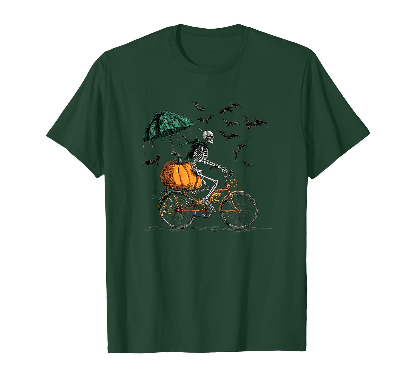 Halloween Skeleton Riding Vintage Bicycle T-Shirt