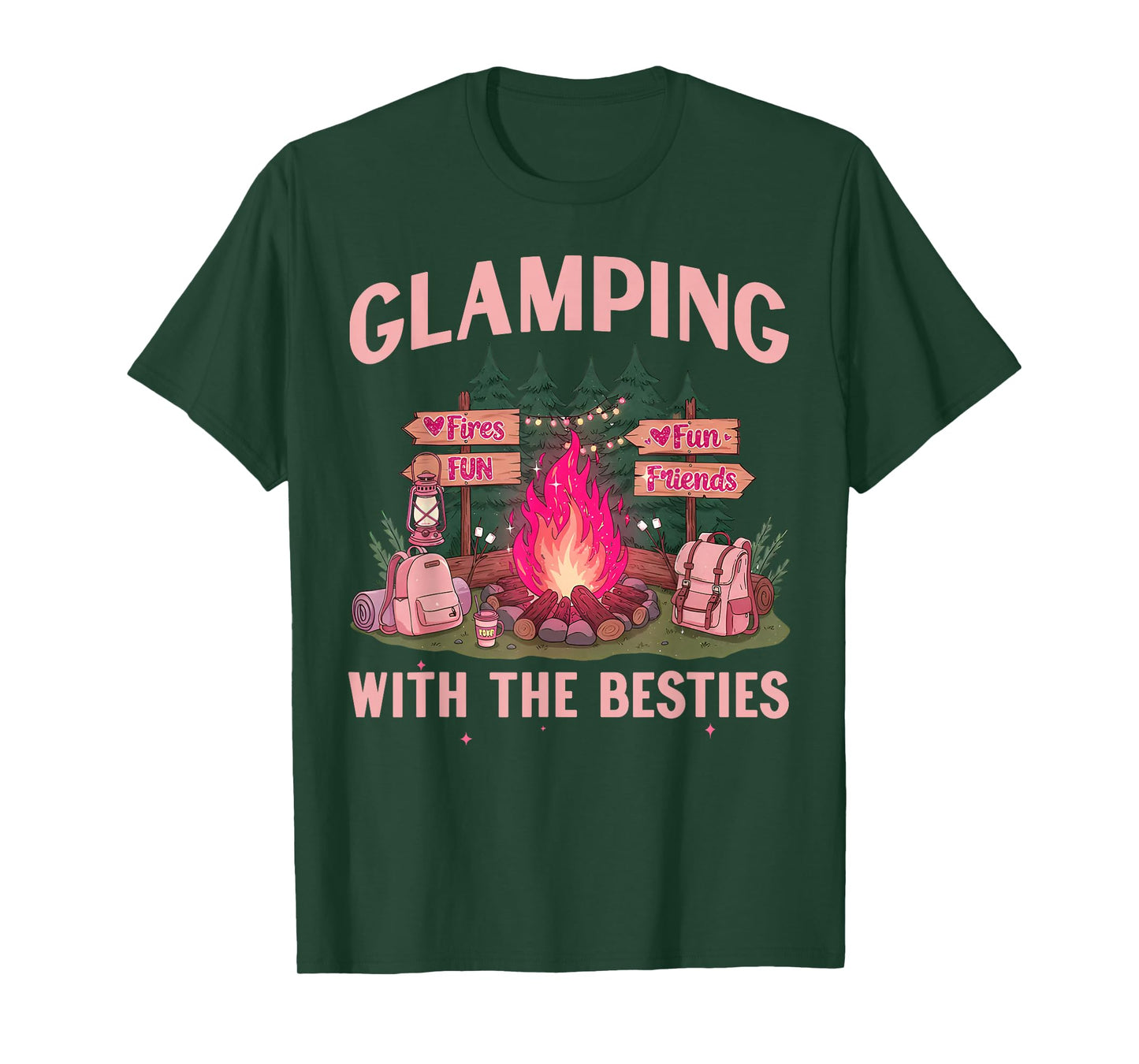 Glamping With The Besties Funny Friendship Camping Girls T-Shirt