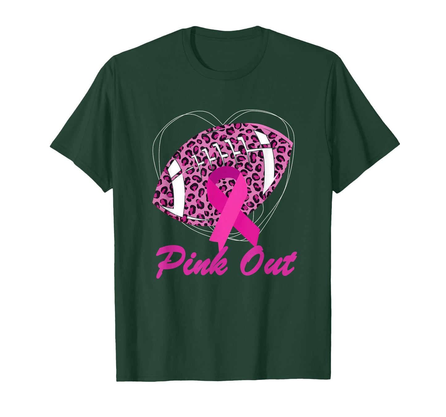 Breast Cancer Ribbon Pink Out Football Pink Ribbon Leopard T-Shirt