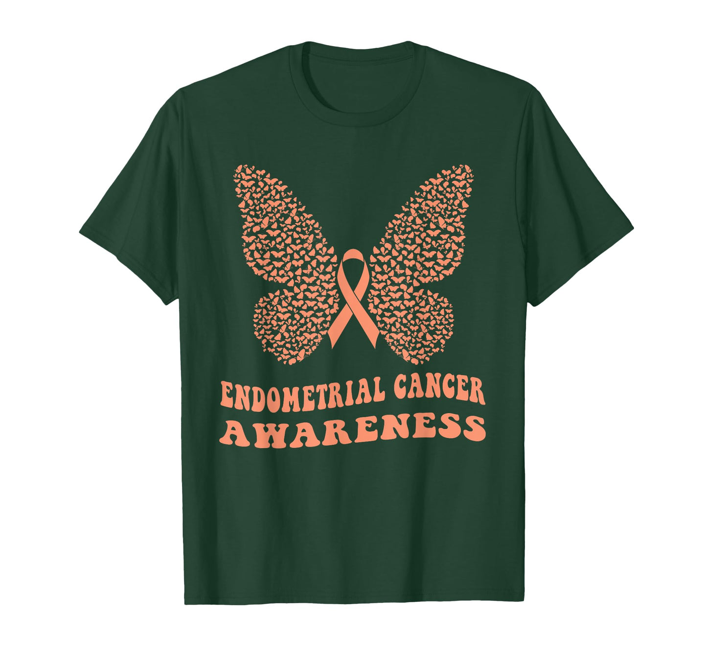 Endometrial Cancer Peach Ribbon Uterine Cancer Awareness T-Shirt