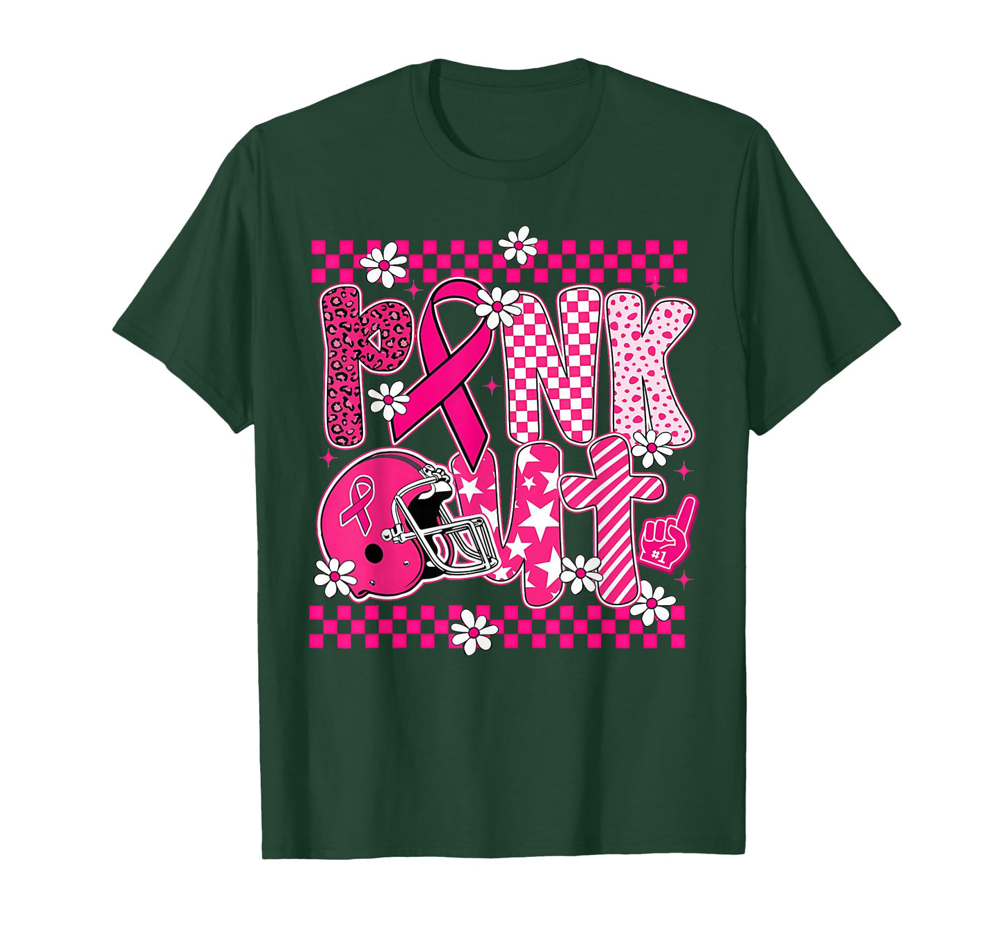 Pink Out Cheer Football Pink Ribbon Breast Cancer Awareness T-Shirt