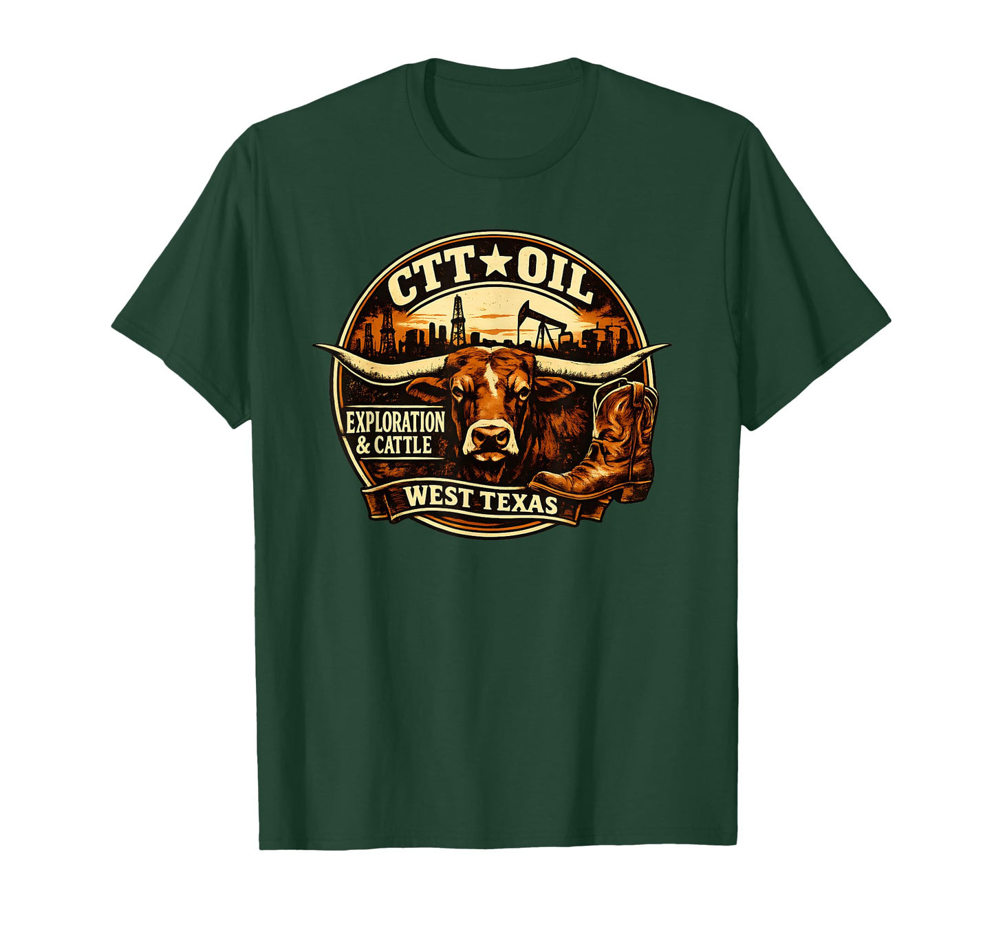 CTT Oil Exploration & Cattle Company Texas T-Shirt - T-Shirt | Forest