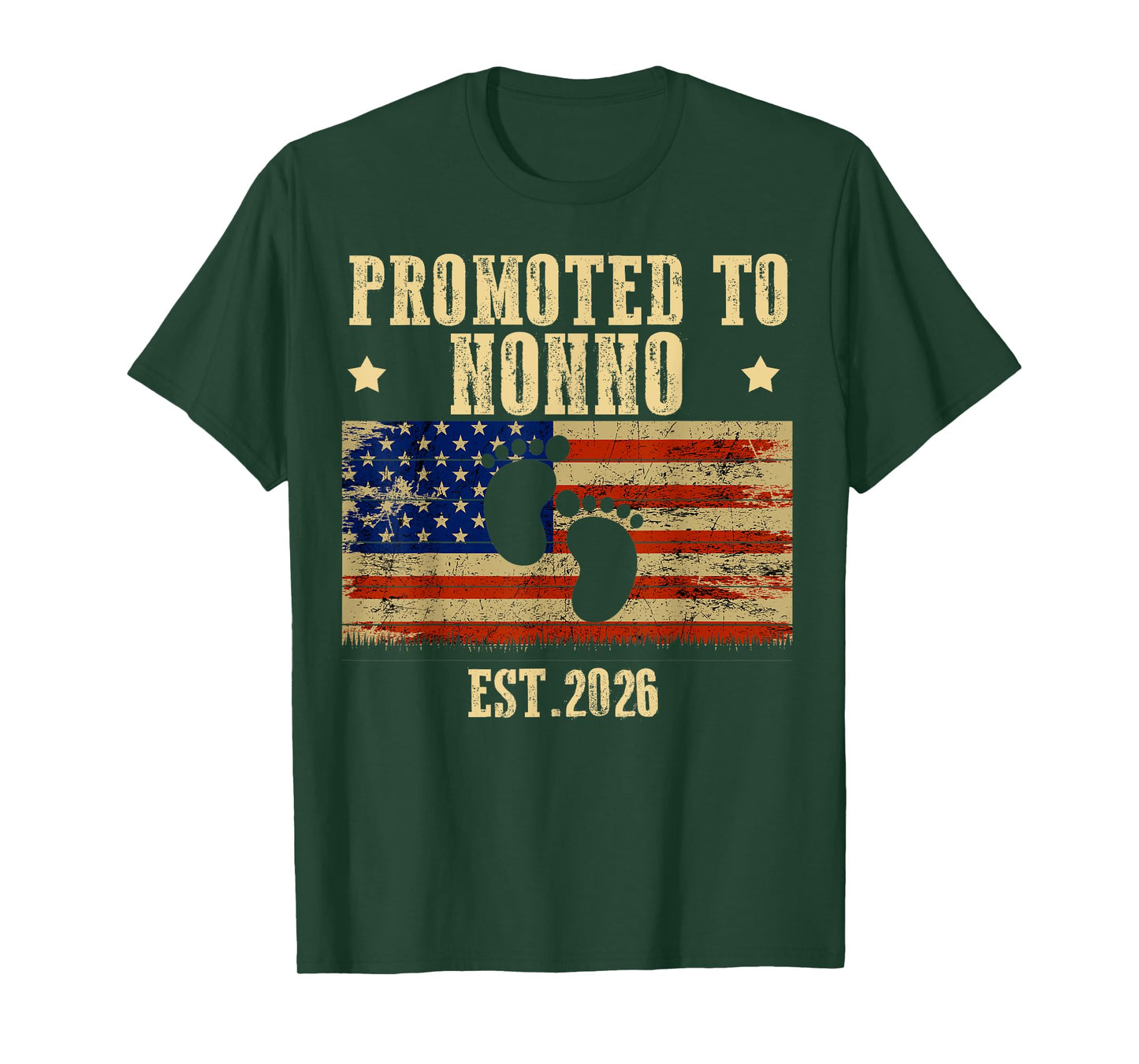 Promoted To NONNO 2026 Baby Shower USA American Flag T-Shirt