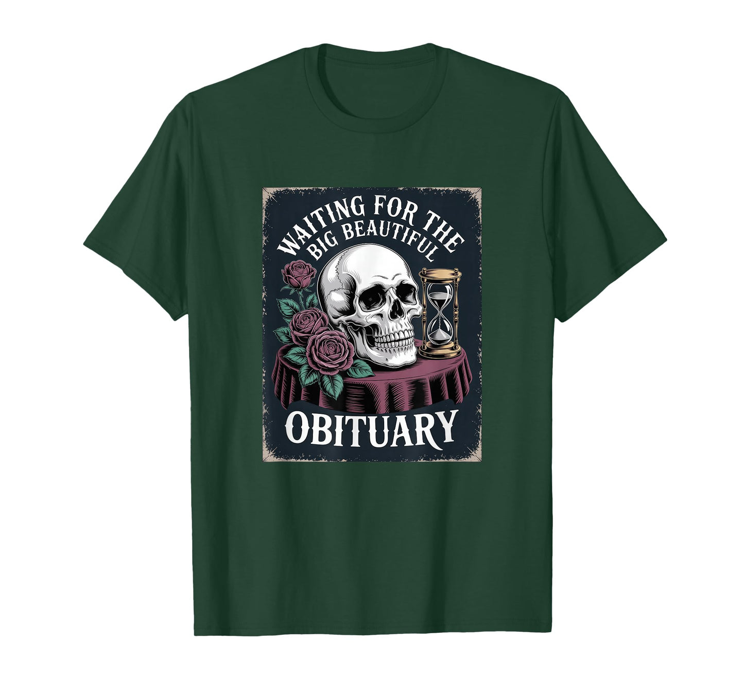 Skeleton Skull Gothic Hourglass Macabre Artwork T-Shirt