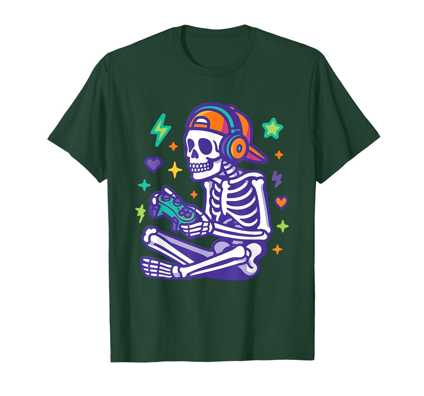 Skeleton Gamer Mode Halloween Design T-Shirt