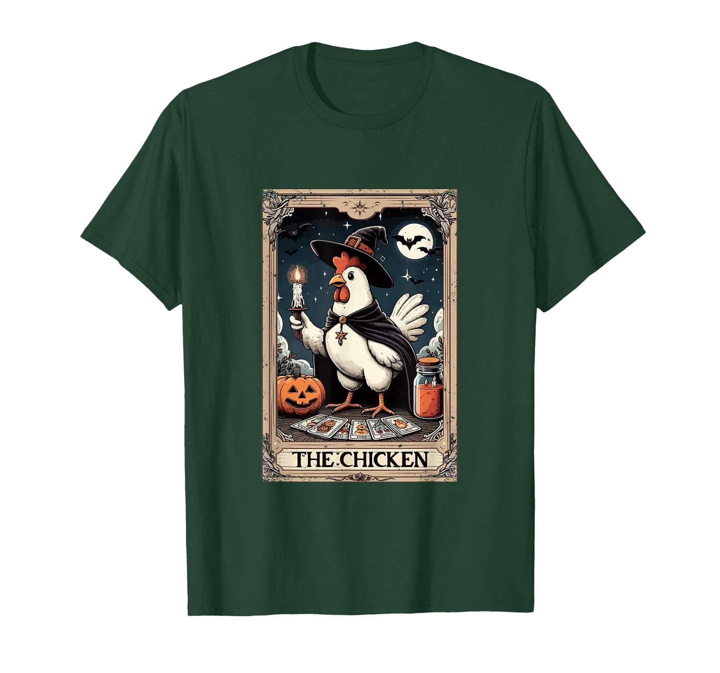 The Chicken Halloween Witch Cute Tarot Card Lover Player T-Shirt