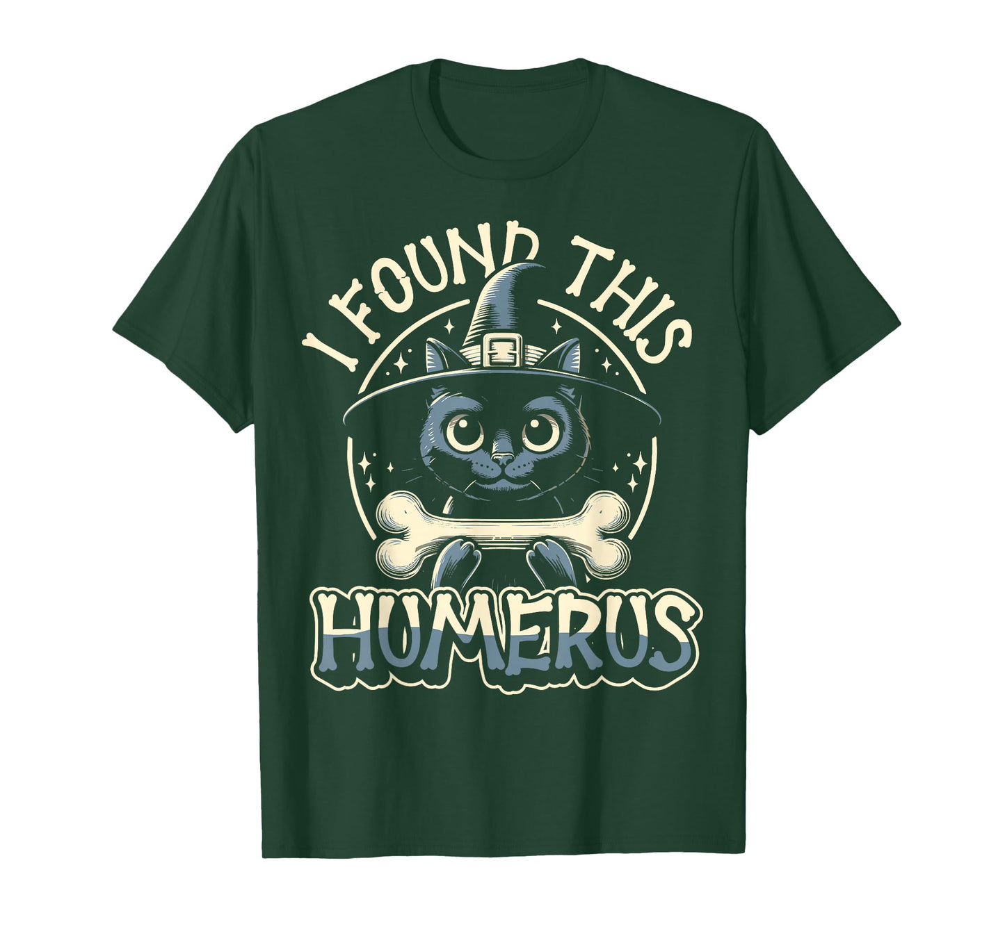 I Found This Humerus - Funny Cat Halloween T-Shirt