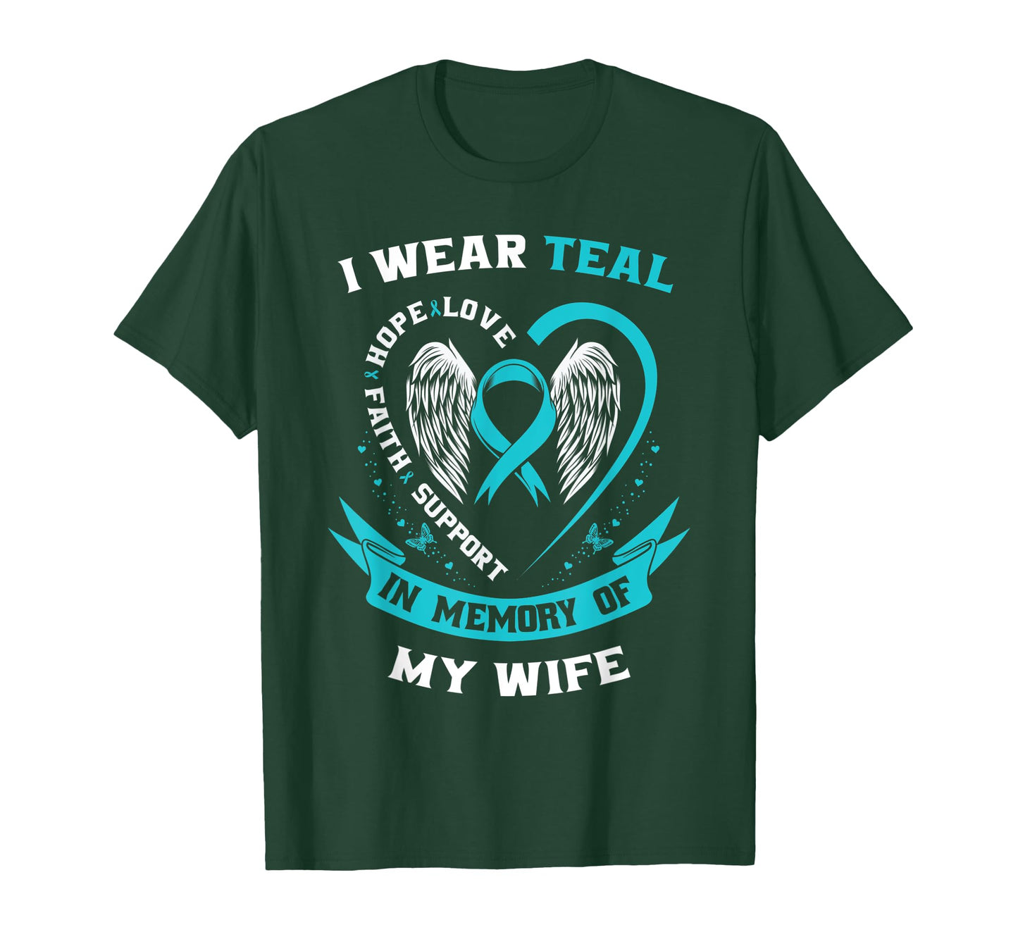 I Wear Teal For My Wife Ovarian Cancer Awareness Husband Men T-Shirt