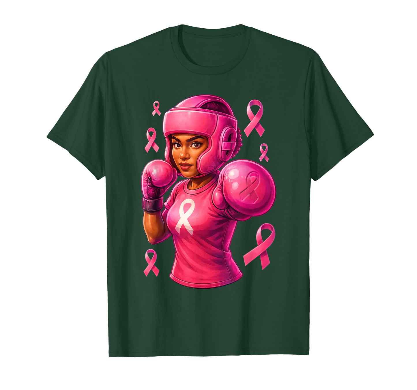 Women Black African American Fight Breast Cancer Pink Ribbon T-Shirt