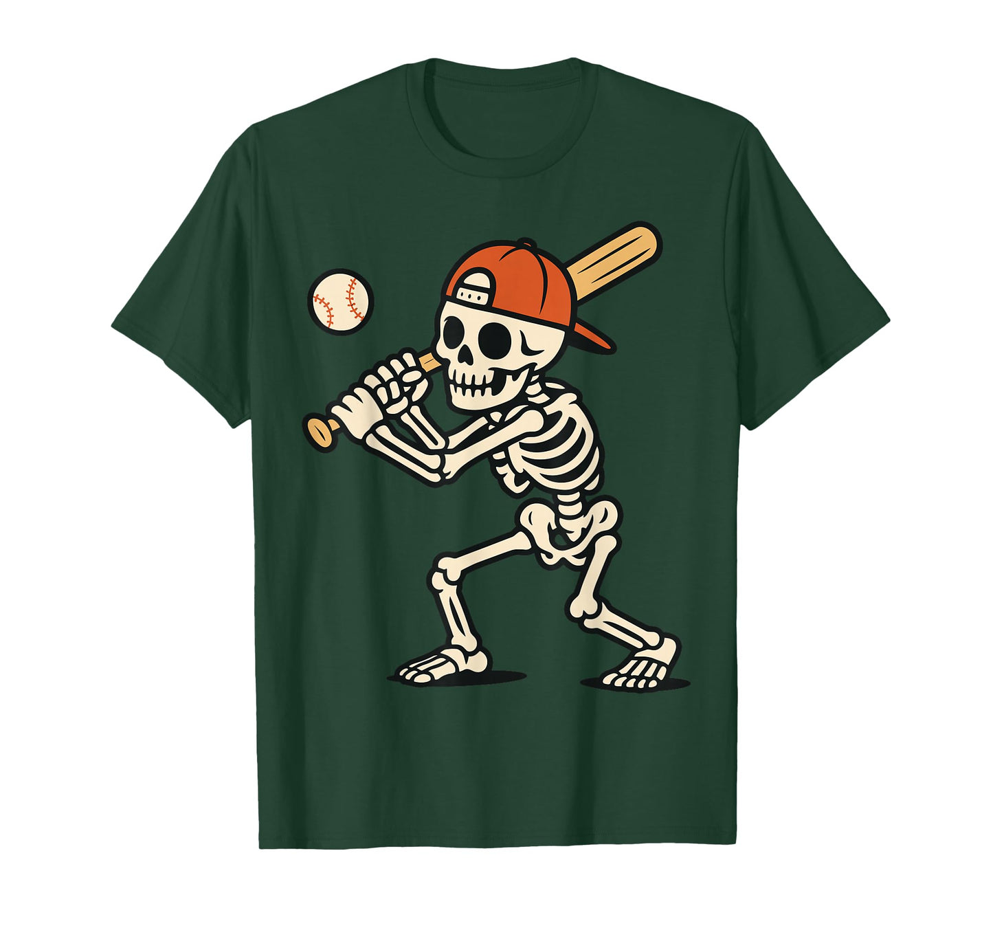 Baseball Skeleton Teen Funny Halloween Spooky T-Shirt