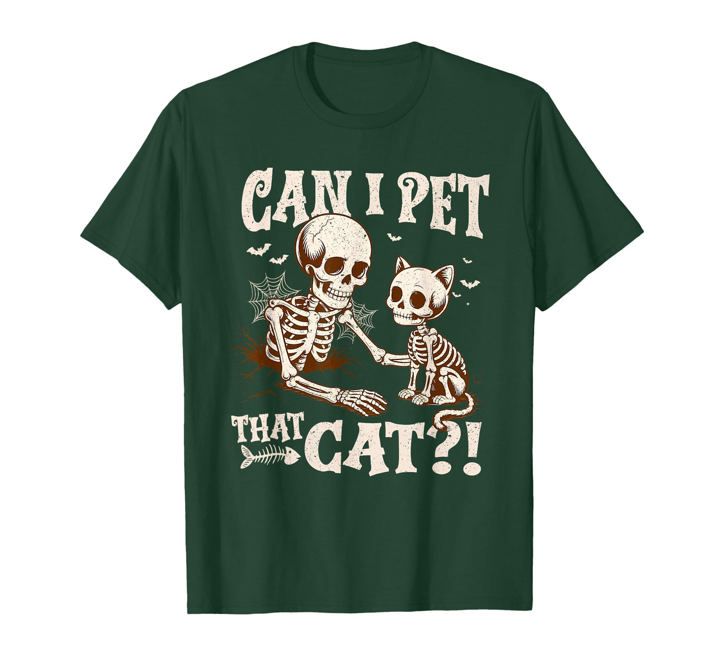 Can I Pet That Cat Funny Skeleton Halloween Costume T-Shirt