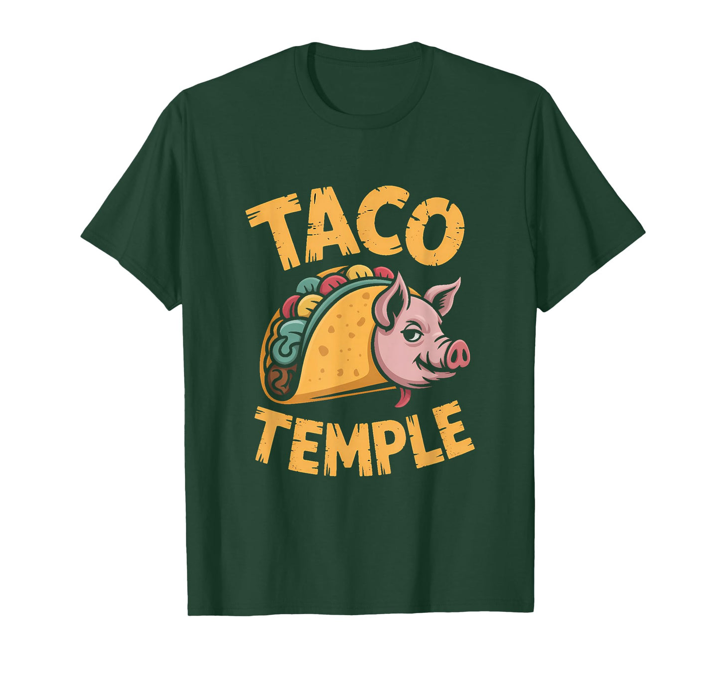 Aztec Pig: Taco Temple Retro Illustration T-Shirt