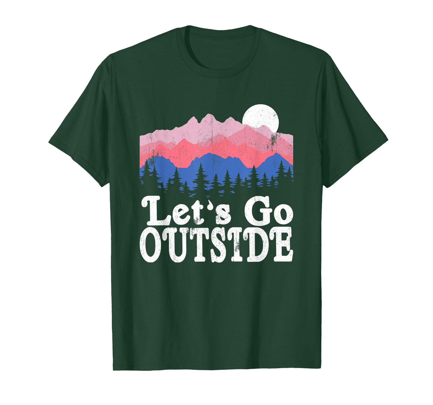 Let's Go Outside Retro Mountains Camping Outdoors Hiking T-Shirt