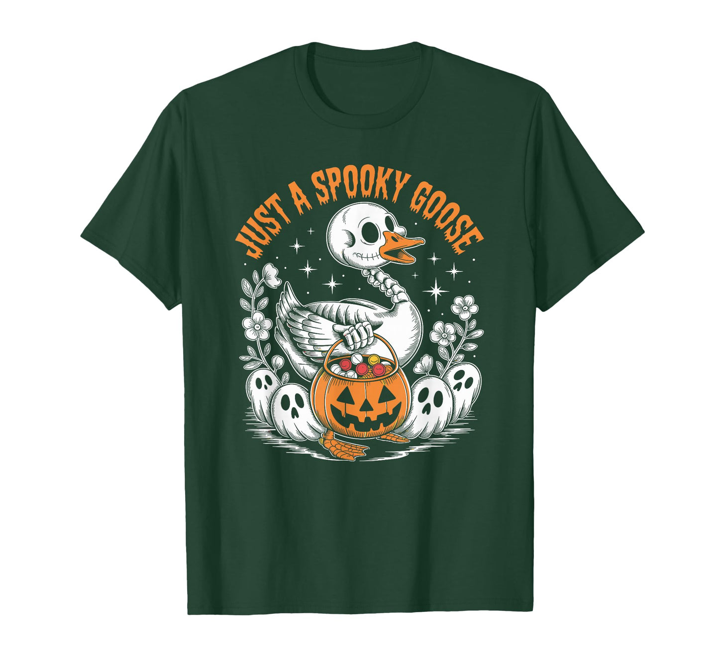 Just a Spooky Goose Funny Skeleton Halloween Costume T-Shirt