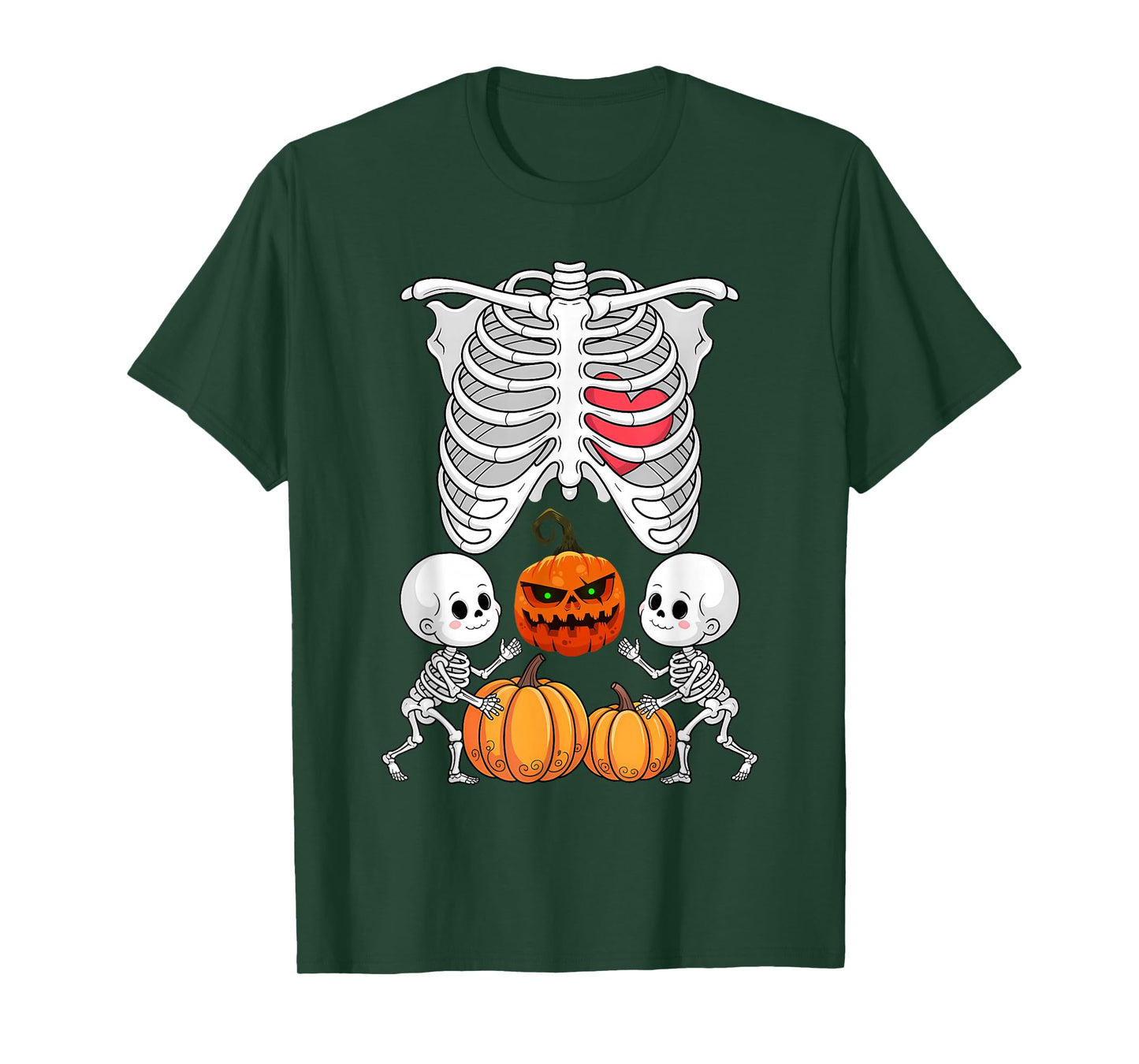Halloween Twin Pregnant Skeleton Twins Baby Xray Rib Cage T-Shirt