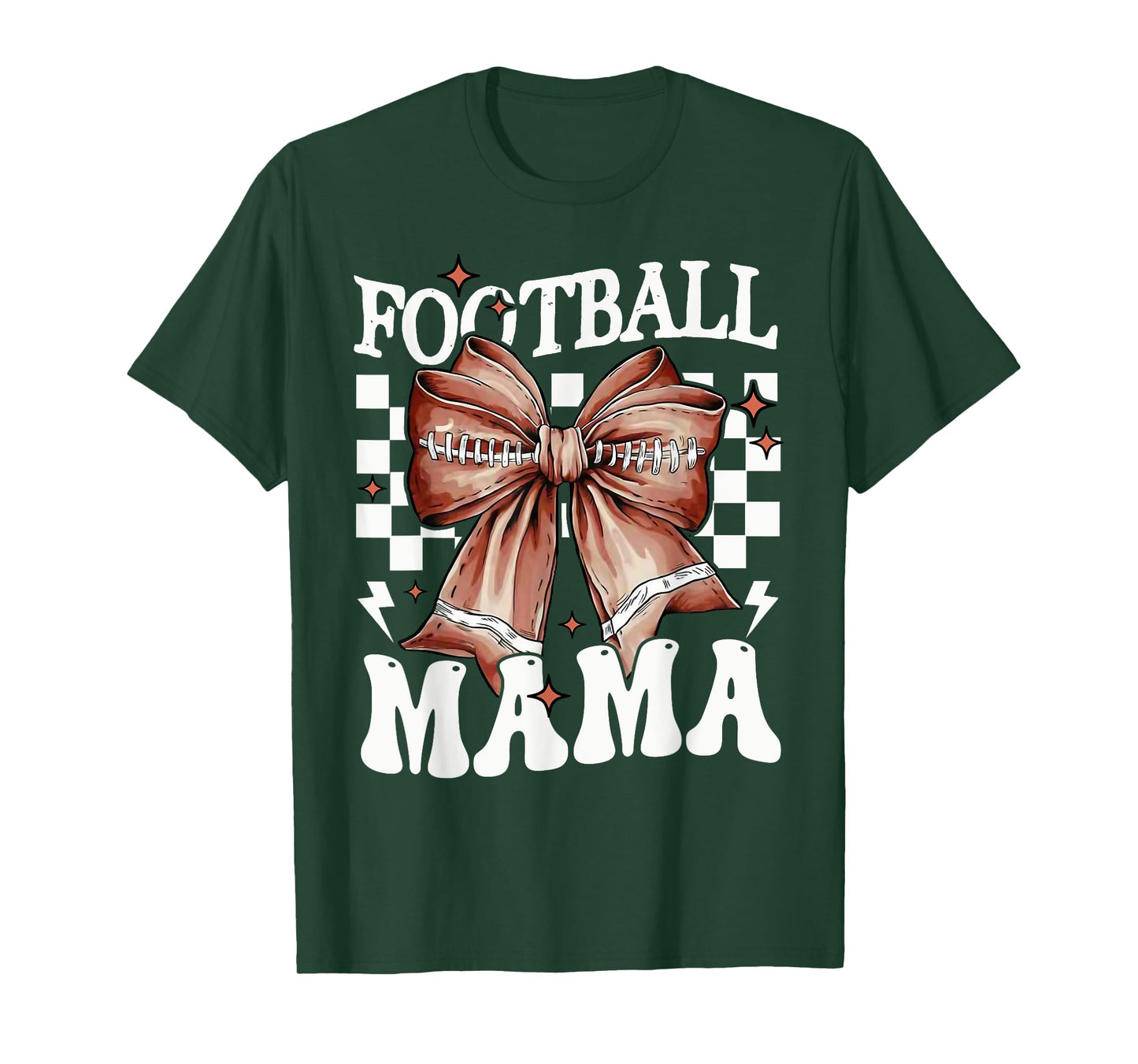 Coquette Bow American Football Mama Thanksgiving Autumn Fall T-Shirt
