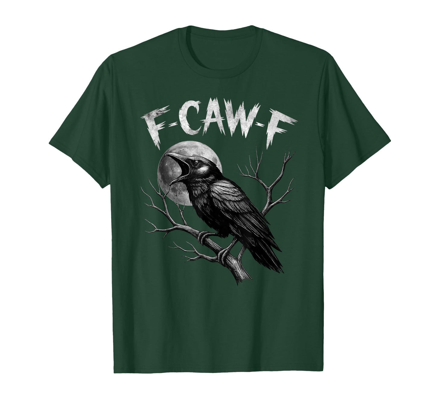 Black Crow, F-Caw-F Funny Black Bird Moon Gothic Adult Humor T-Shirt