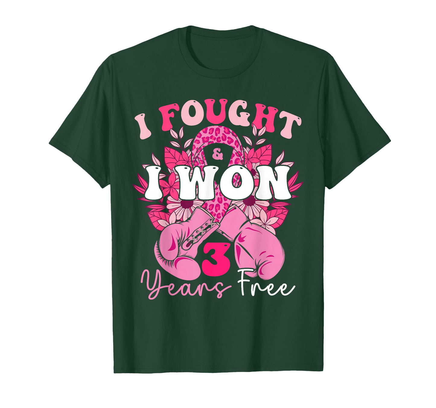 I Fought And I Won 3 Years Free Breast Cancer Awareness 2024 T-Shirt