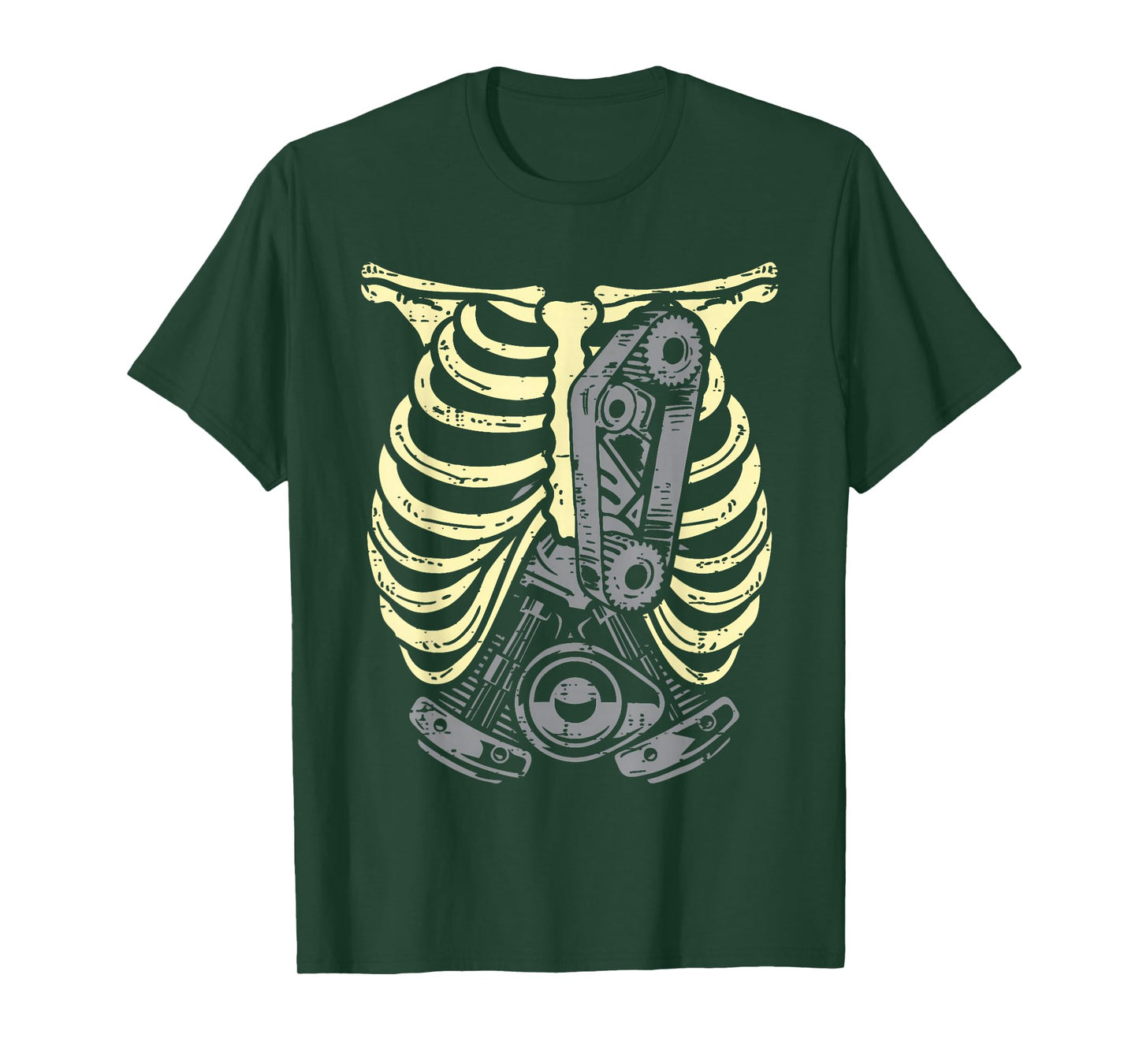 Halloween Skeleton Car Engine Ribs Auto Mechanic Men Dad T-Shirt