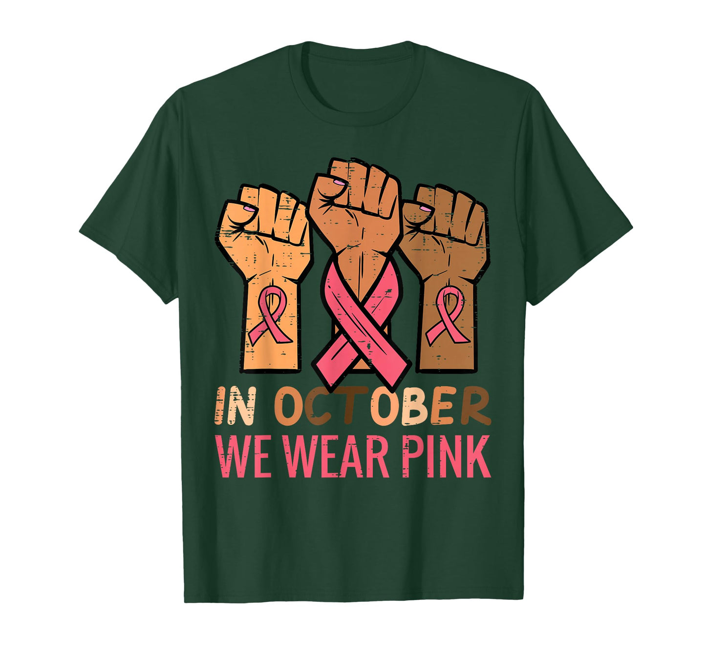 Breast Cancer Awareness Fist Warrior Support Men Women Kids T-Shirt