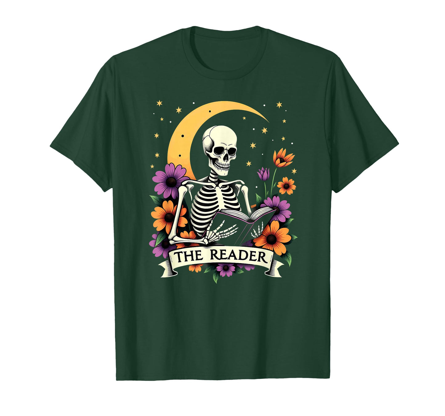 Tarot Card Skeleton Reading Book Librarian The Reader T-Shirt
