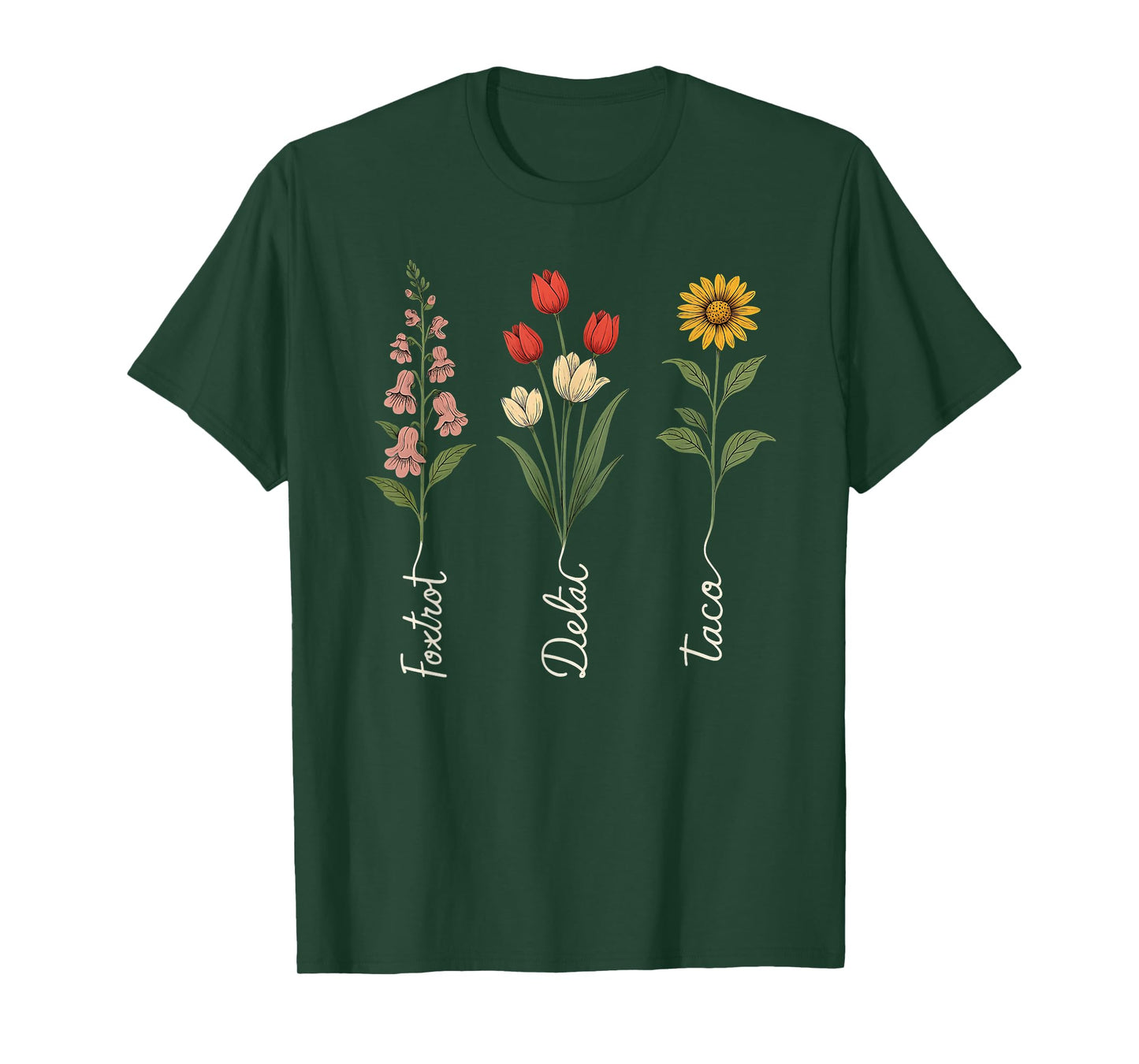 Retro Foxtrots Deltas Taco Flower T-Shirt